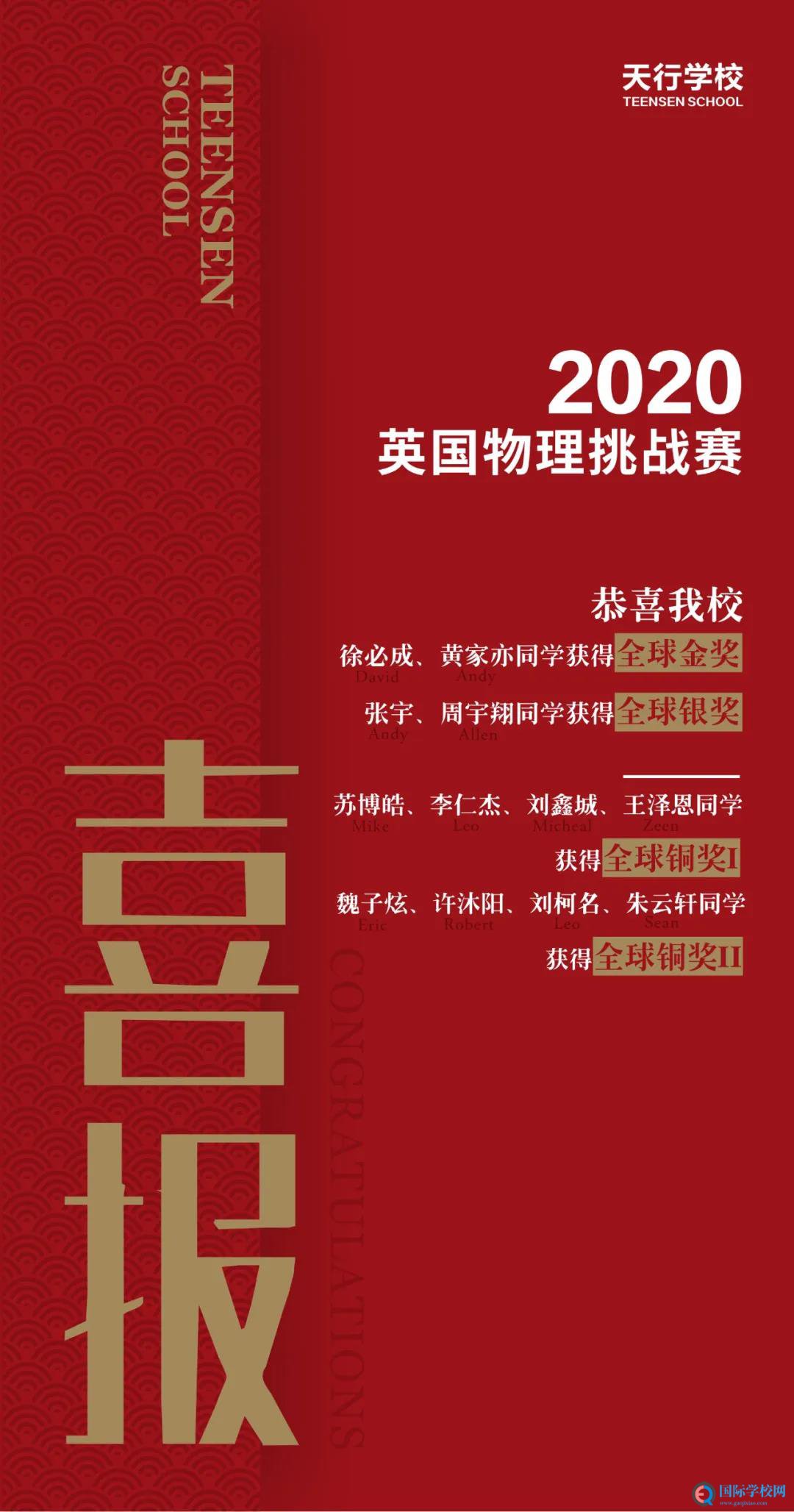 天行学子在2020英国物理挑战赛中斩获佳绩