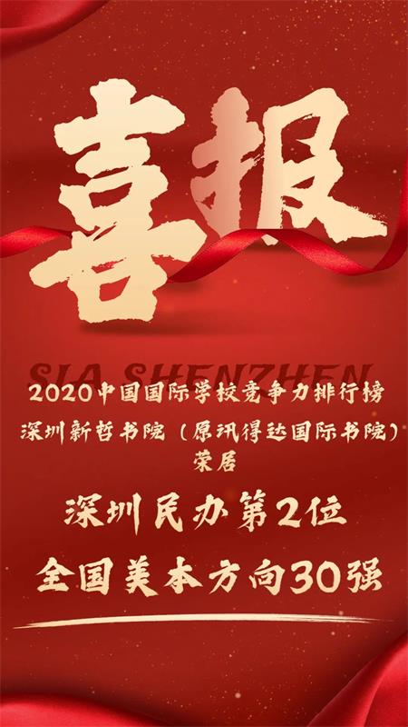 深圳民办第2位，全国美本方向30强！新哲书院荣居国际学校排行榜前列！