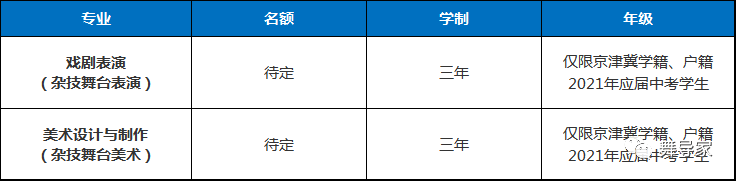 北京市国际艺术学校2021年招生计划