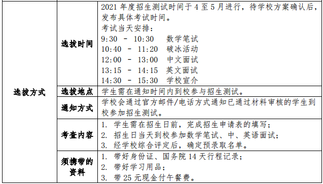 2021年上海七宝德怀特高级中学(中外合作办学)招生方案