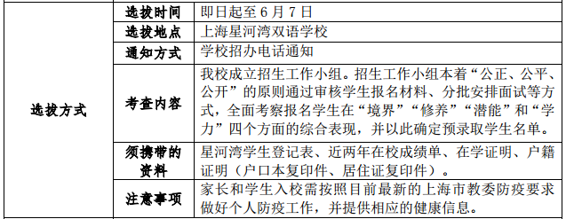 2021年上海星河湾双语学校高中国际课程班招生方案