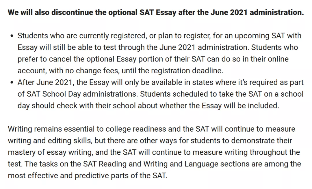 官宣！CB将正式取消SAT2和SAT写作考试！