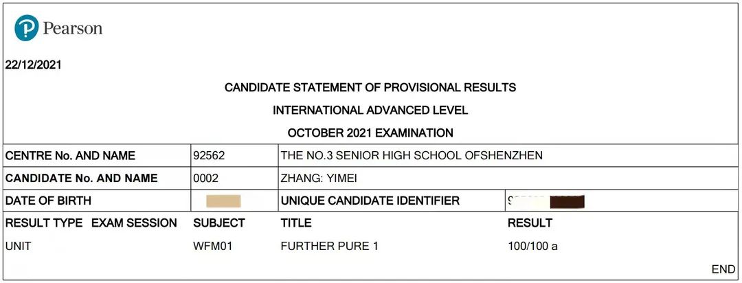 得A率100%​｜三高国际部A-Level项目学子在国际考中获得满分成绩！