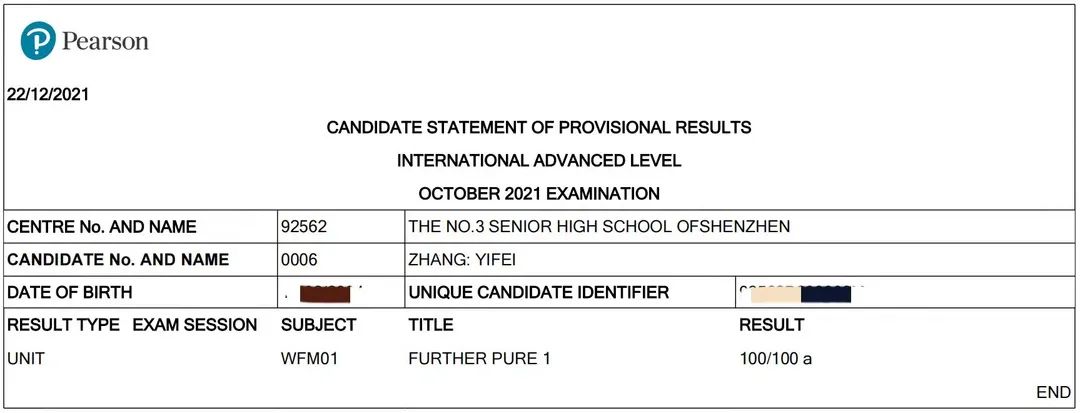 得A率100%​｜三高国际部A-Level项目学子在国际考中获得满分成绩！