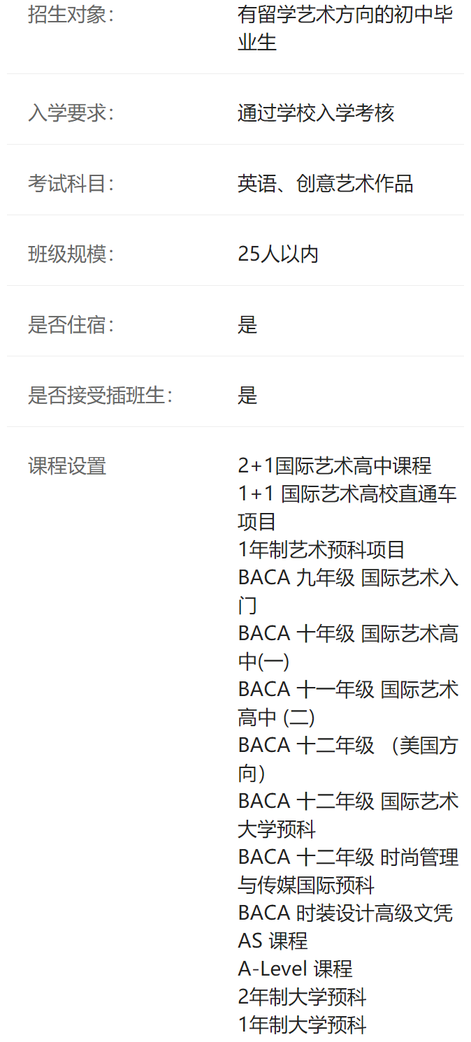 BACA国际艺术教育中心介绍