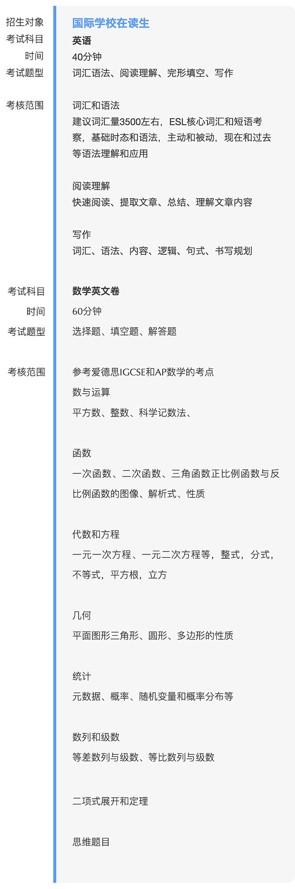 上海建桥国际高中2023年秋招入学考试大纲 _ 上海建桥国际高中