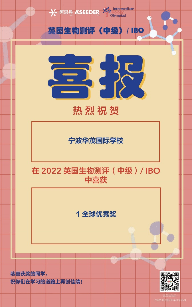 恭喜宁波华茂国际学校学生在ASDAN英国物理、生物（中级）测评中全揽金银铜优秀                